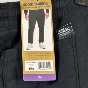 Eddie Bauer Black Jogger Pants Fleece Shearling Lined Size XXL Mens NEW WITH TAG